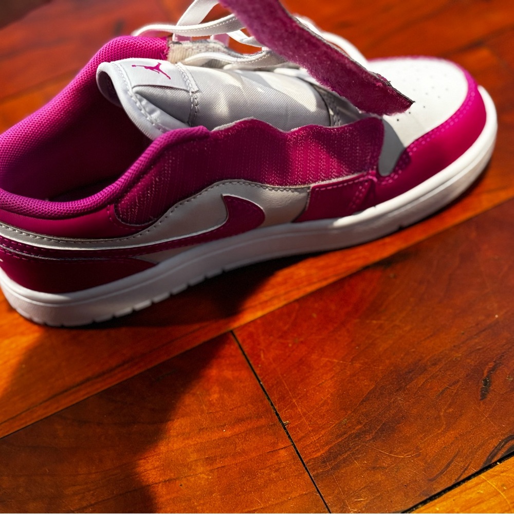 Nike Air Jordan 1 Low-Top Sneakers in Hot Pink and White - Picture 5 of 6